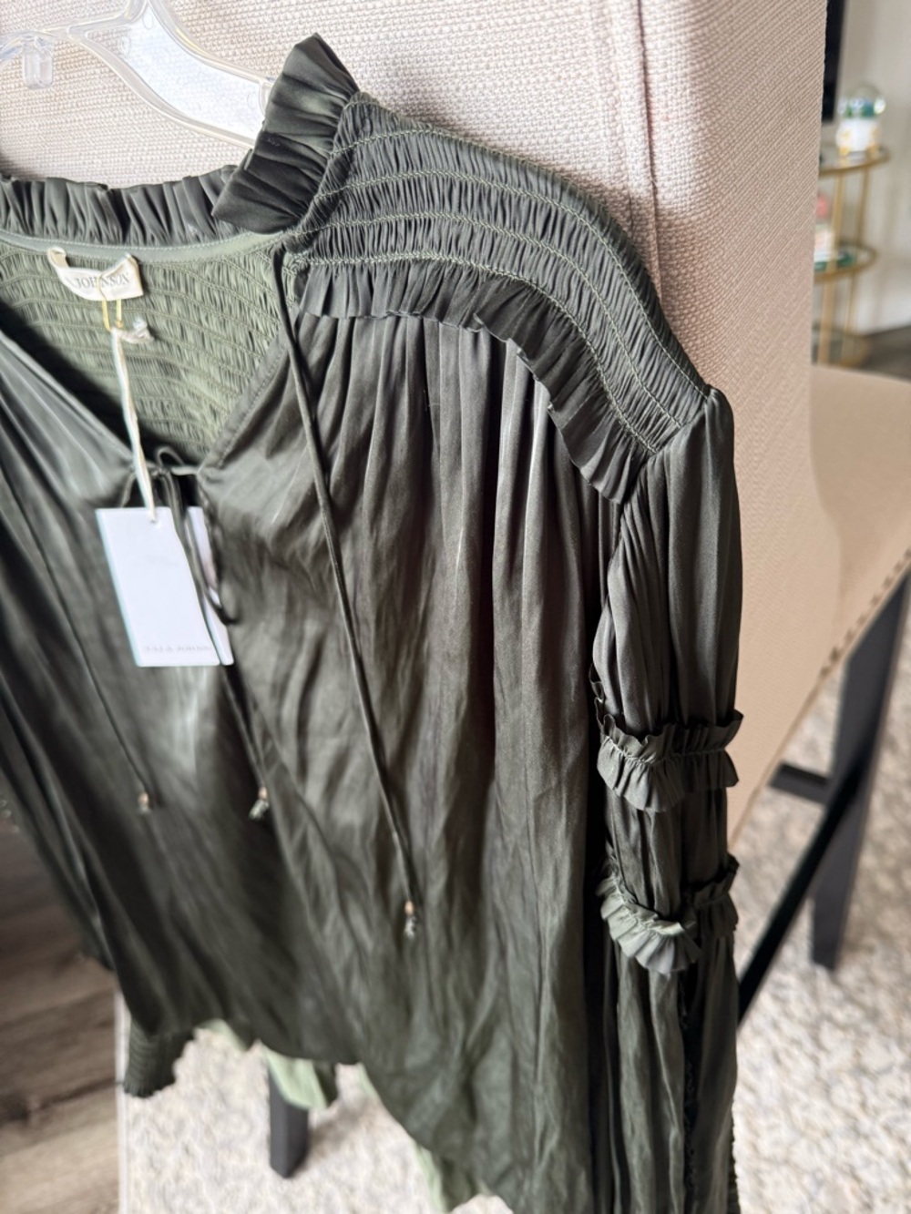 Ulla Johnson Fernanda Blouse Forest Green Boho Taylor Swift Fearless, 10, NWT - Picture 4 of 9